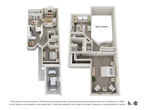 Floor plan for 2 beds, 2 baths, 1608 sqft